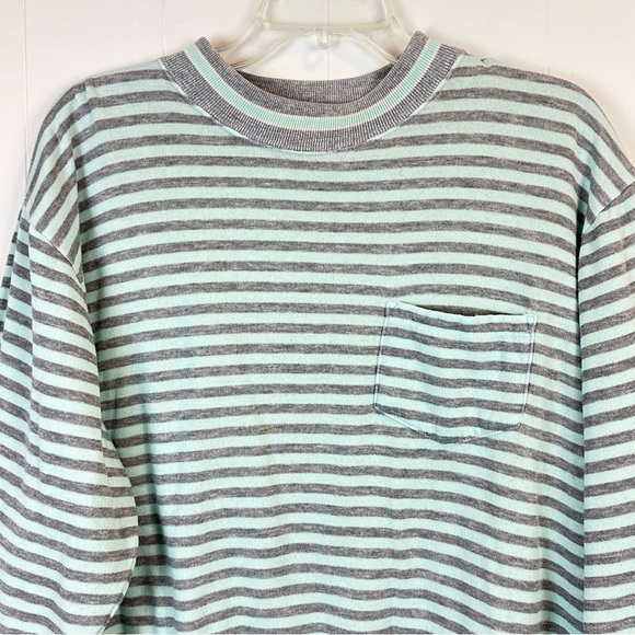 Vintage 80’s Pastel Mint Green Stripe Fairy Kei Kawaii Sweatshirt Size L - Picture 2 of 10